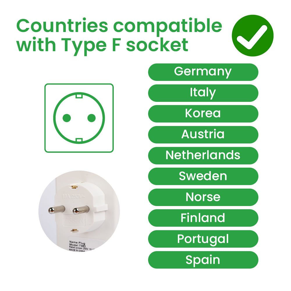 Cilia-EU Multi Plug for Home, Wall Socket, Multipresa Elettrica, 3 in 1,3680W,250V,16A,White,Schuko, Universal, 1 Pc