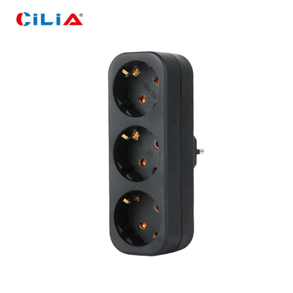 Cilia-EU Multi Plug for Home, Wall Socket, Multipresa Elettrica, 3 in 1,3680W,250V,16A,White,Schuko, Universal, 1 Pc