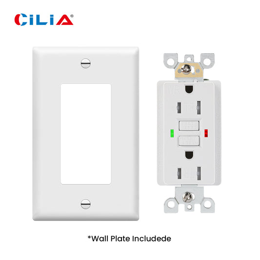 GFWR self-checking smart lock professional ultra-thin GFCI weatherproof outlet with added PVC pure white panels