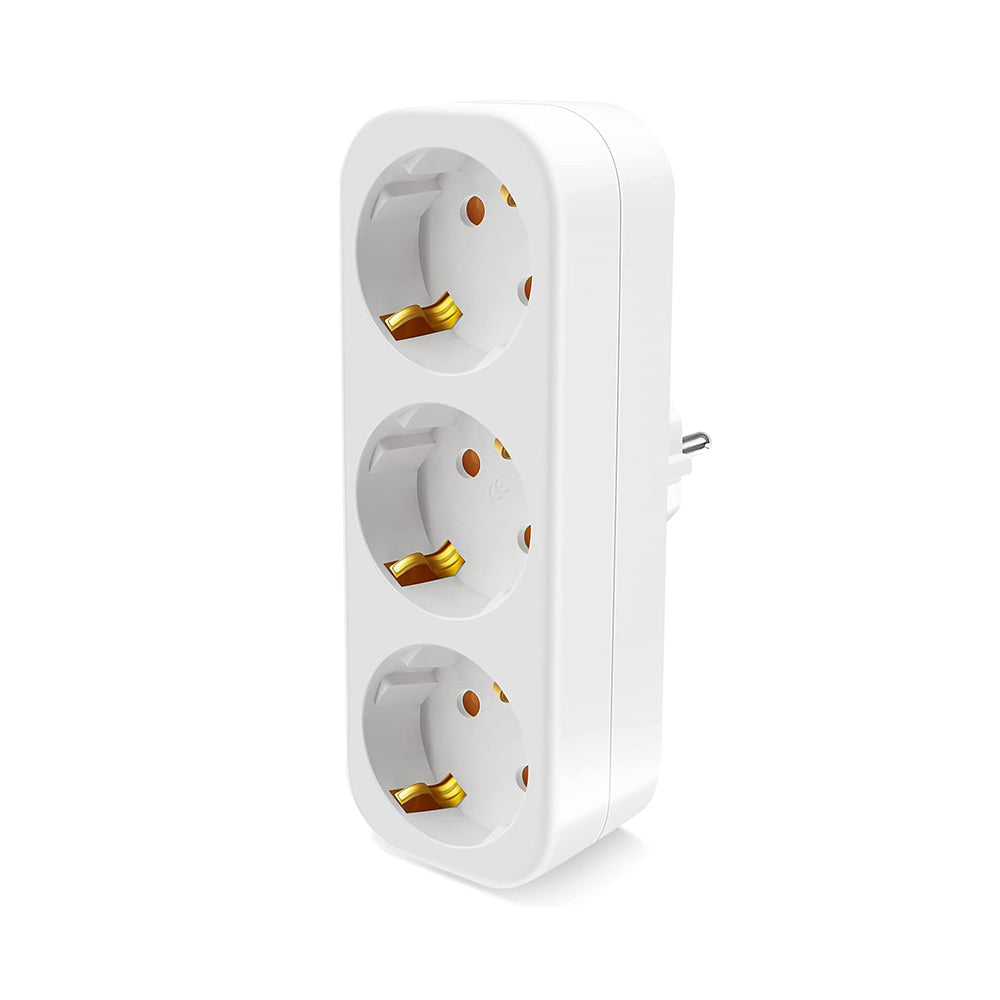 Cilia-EU Multi Plug for Home, Wall Socket, Multipresa Elettrica, 3 in 1,3680W,250V,16A,White,Schuko, Universal, 1 Pc