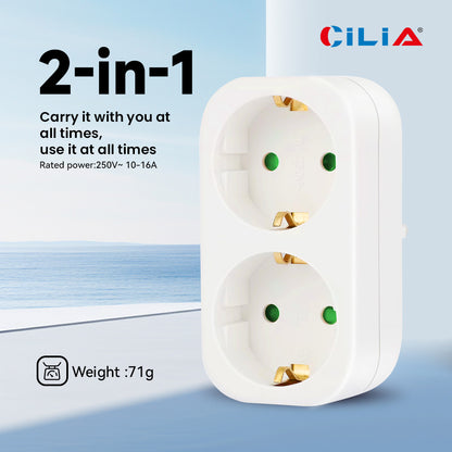 CILIA shuckko Socket, multiple Outlet，Adapter，Power Strip， 250V/16ASpace-saving Multiple Socket, Adapter for Office/home