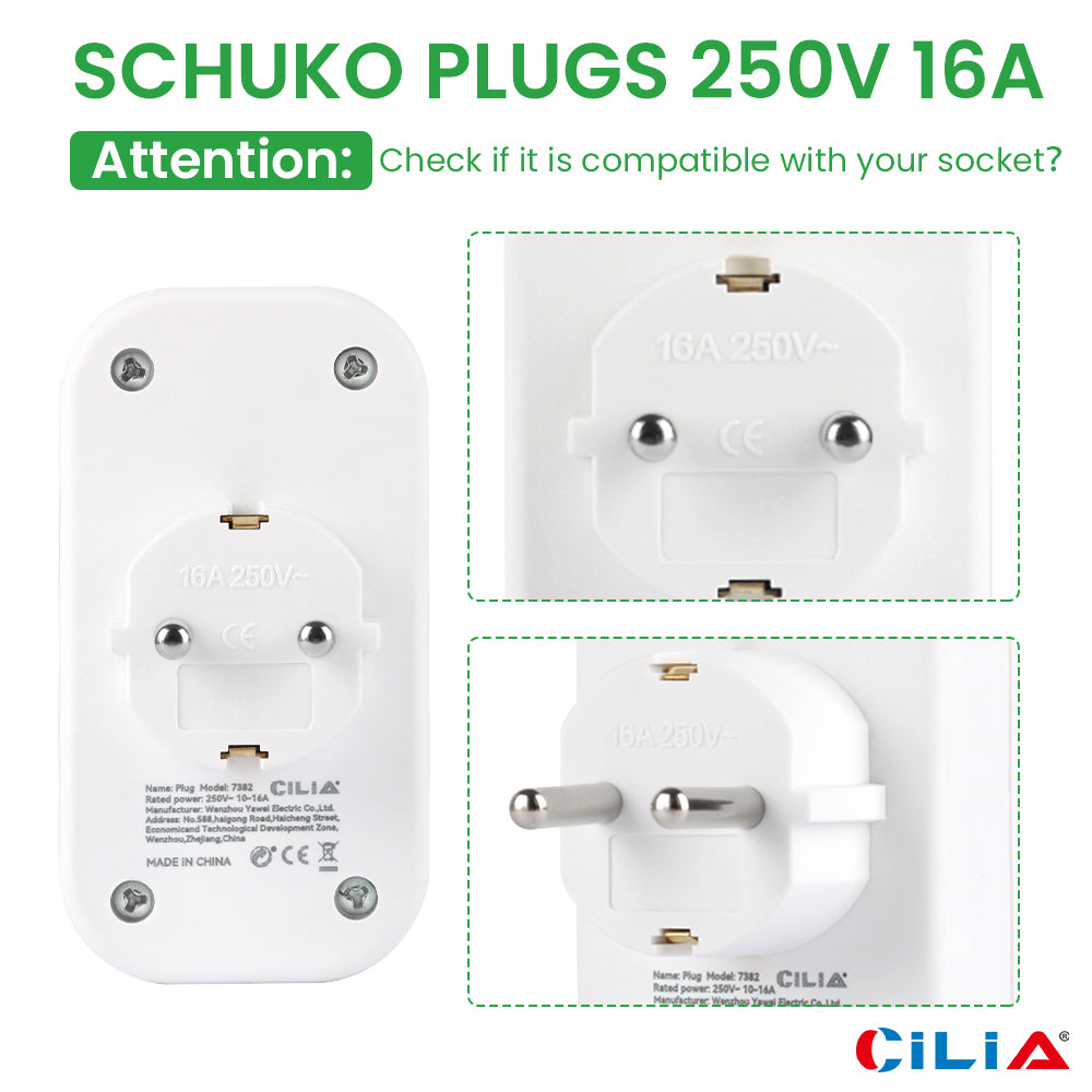 CILIA shuckko Socket, multiple Outlet，Adapter，Power Strip， 250V/16ASpace-saving Multiple Socket, Adapter for Office/home