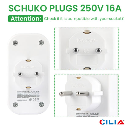 CILIA shuckko Socket, multiple Outlet，Adapter，Power Strip， 250V/16ASpace-saving Multiple Socket, Adapter for Office/home