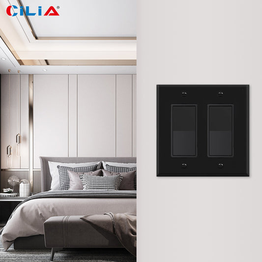 1pc wall panel light switch cover, various styles, pure black, wall panel light switch socket cover, sturdy and durable