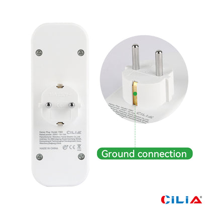 Cilia-EU Multi Plug for Home, Wall Socket, Multipresa Elettrica, 3 in 1,3680W,250V,16A,White,Schuko, Universal, 1 Pc