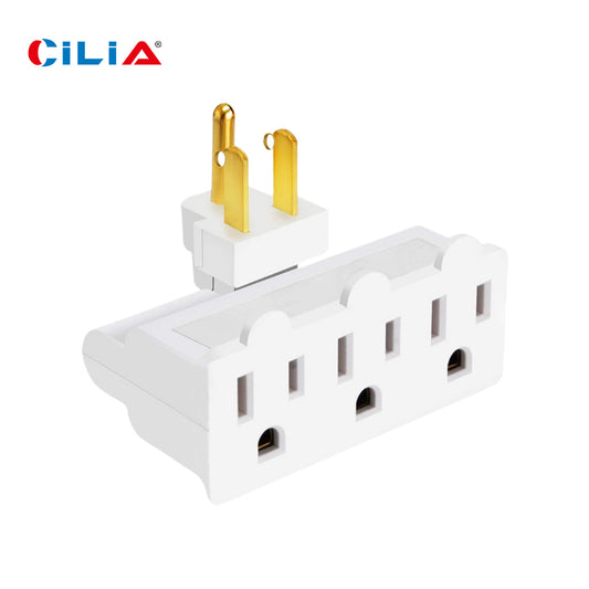 3 Outlet Wall Adapter, ETL Listed 3-Prong Grounded 180 Degree Swivel Indoor AC Mini Plug Wall Outlet Extender Tap White