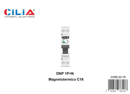 CILIA Miniature circuit breaker , DPN 1P+N 220V  1 module, 4.5ka 30mA C16