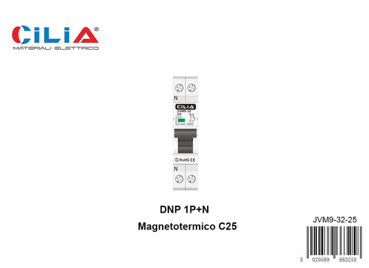 CILIA Interruttore Magnetotermico ,DPN 1P+N 220V Da 1 Modulo DIN,  4.5kA 30mA C25