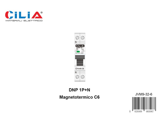 CILIA Miniature circuit breaker , DPN 1P+N 220V  1 module, 4.5ka 30mA C6