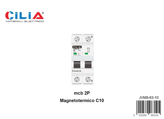 CILIA Miniature Circuit Breaker ,2 modules Bipolar,220V 6kA,, MCB 1P +N  C10/16/20/25/32